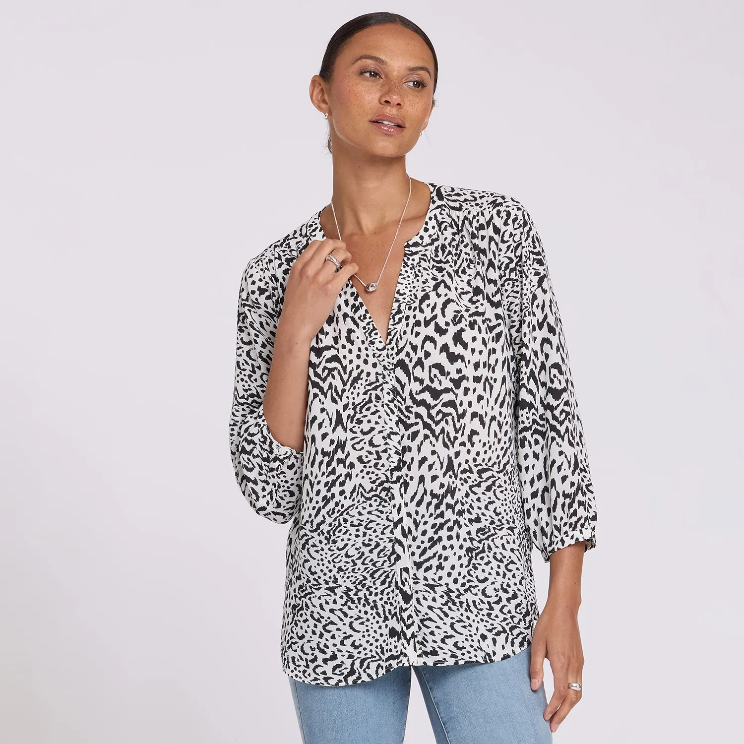 NYDJ Pintuck Bluse Caitlyn 3/4-Arm luftig