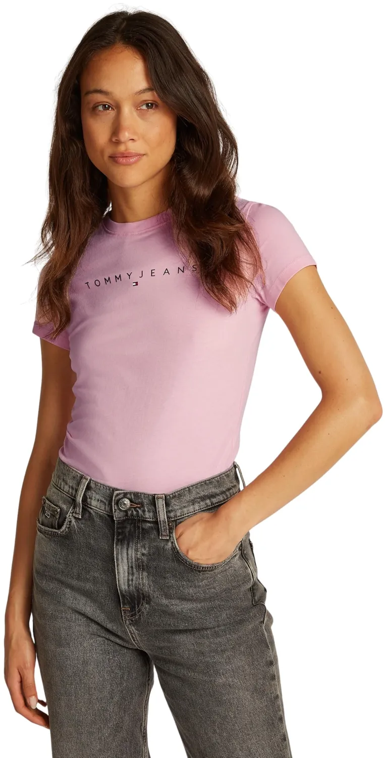Tommy Jeans Damen T-Shirt Linear Slim Fit Kurzarm