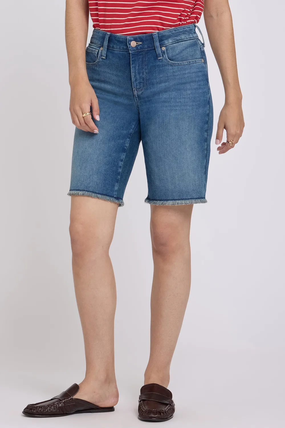 NYDJ Boyfriend Denim Shorts Petite Breezy Palms indigo
