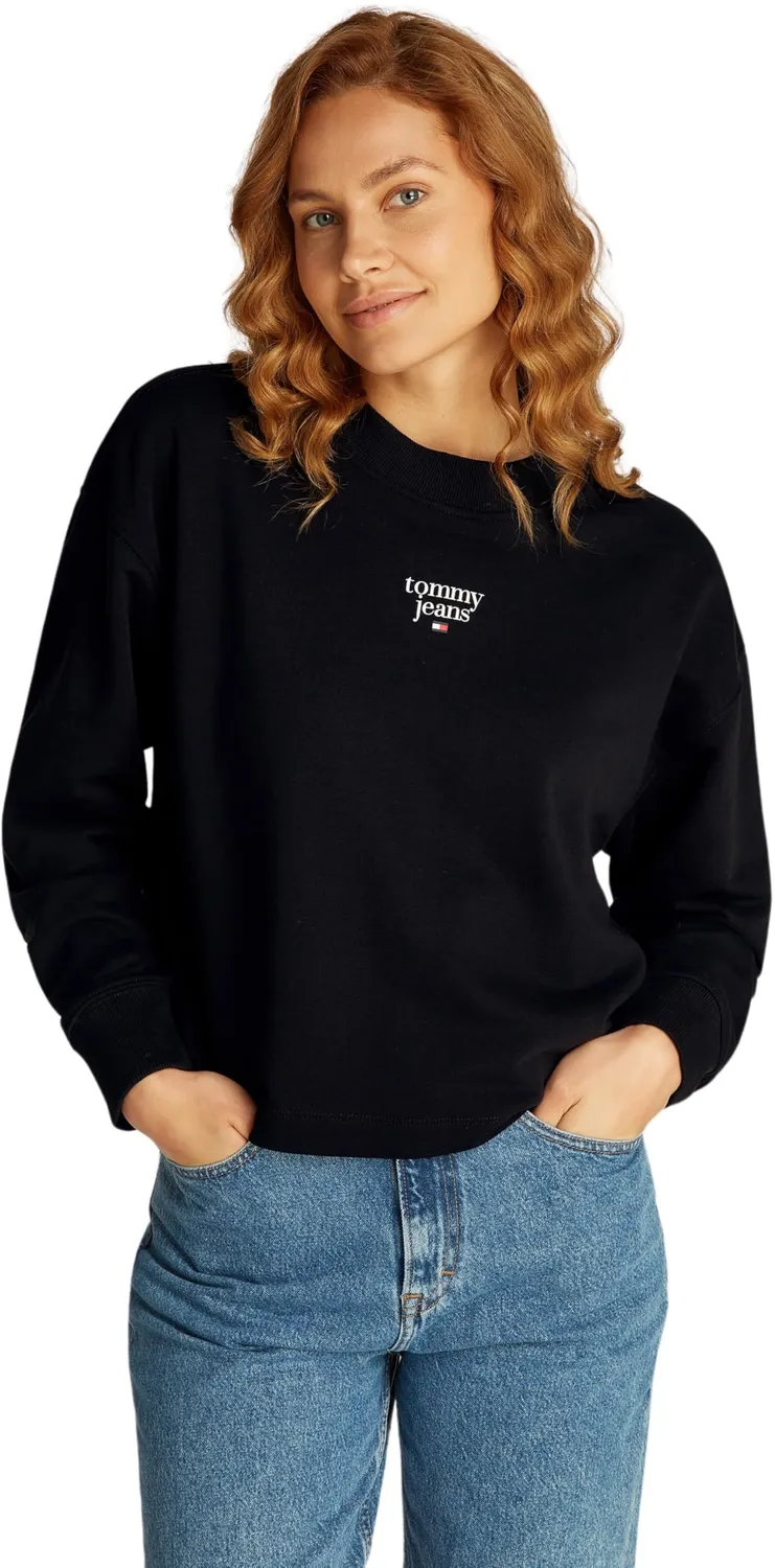 Tommy Jeans Essential Logo Crew Sweatshirt Damen Schwarz L