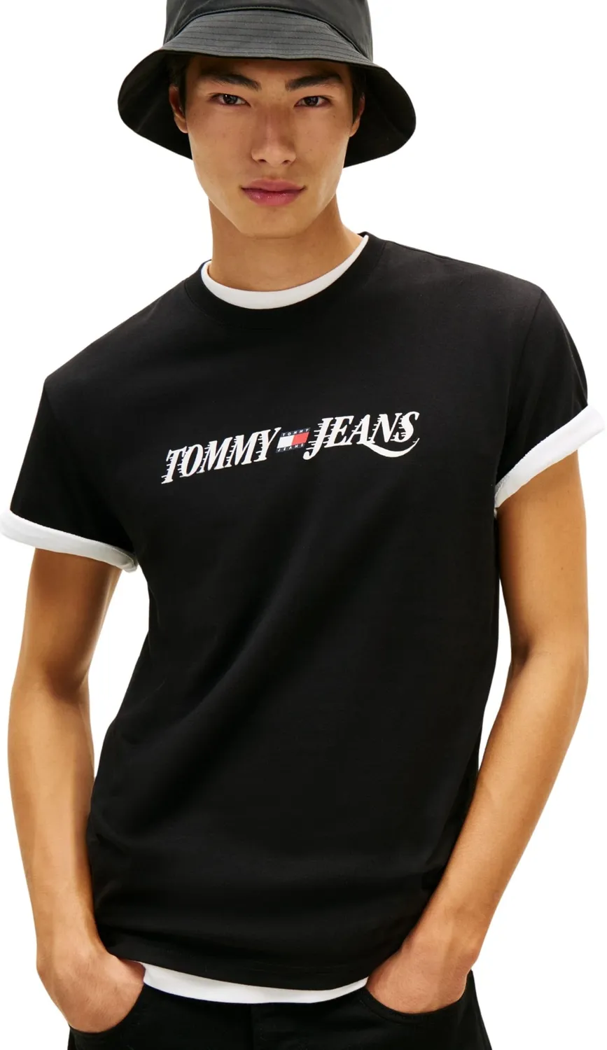 Tommy Jeans TJM Reg Vintage T-Shirt XL Schwarz Baumwolle
