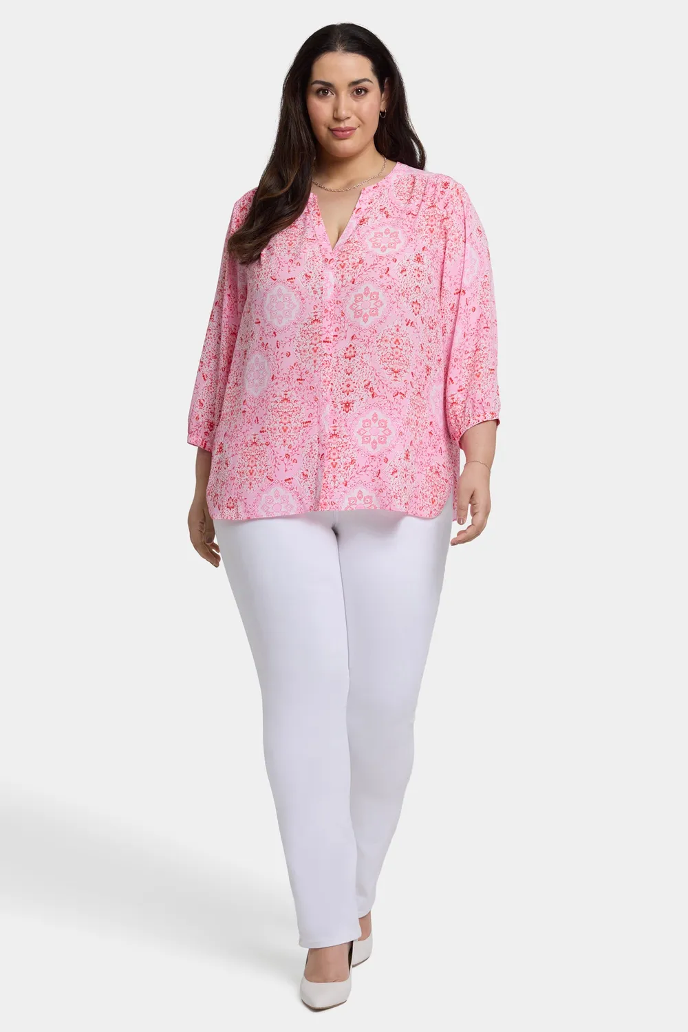 NYDJ Pintuck Isla Magica Bluse Plus Size voile