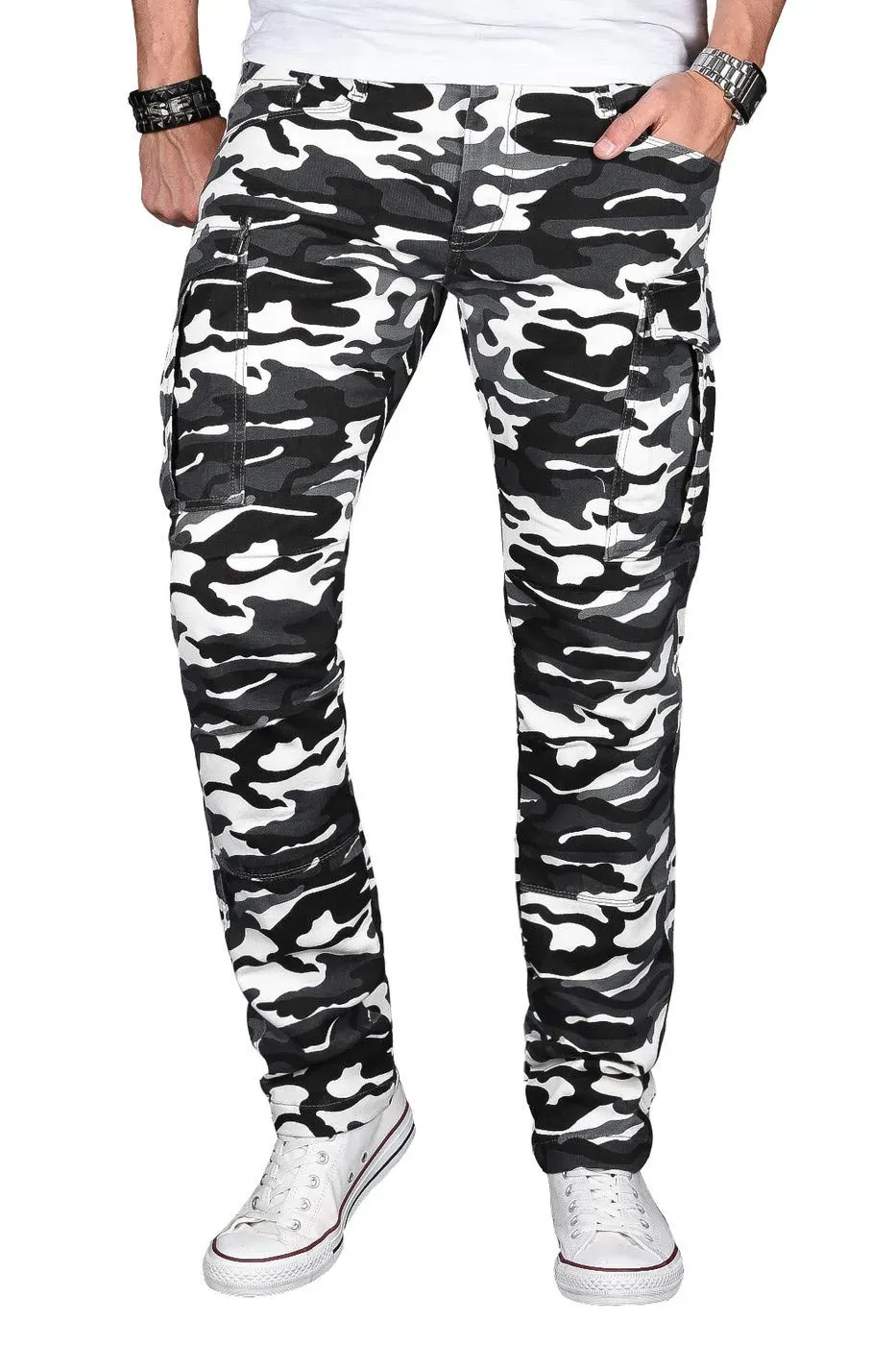 Alessandro Salvarini AS-032 Herren Cargohose Stretch Chino
