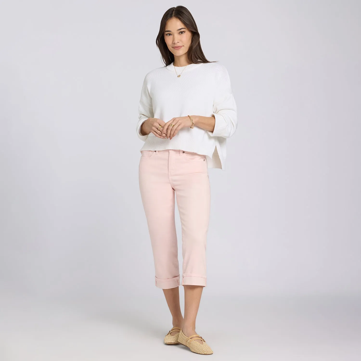 NYDJ Flutter Ärmel-Bluse Schwarz V-Ausschnitt