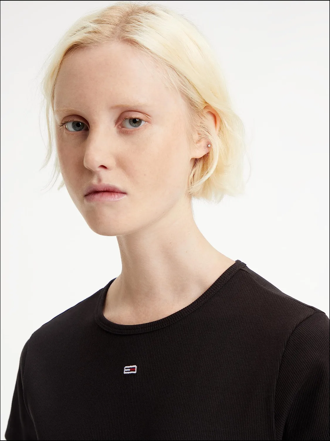 Tommy Jeans Essential Rib T-Shirt Damen M gerippt