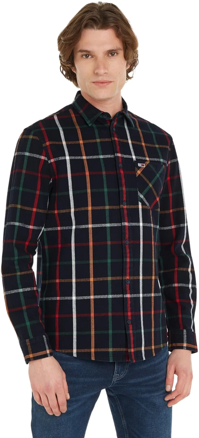 Tommy Jeans Herren Hemd XXL Tall blau Stretch
