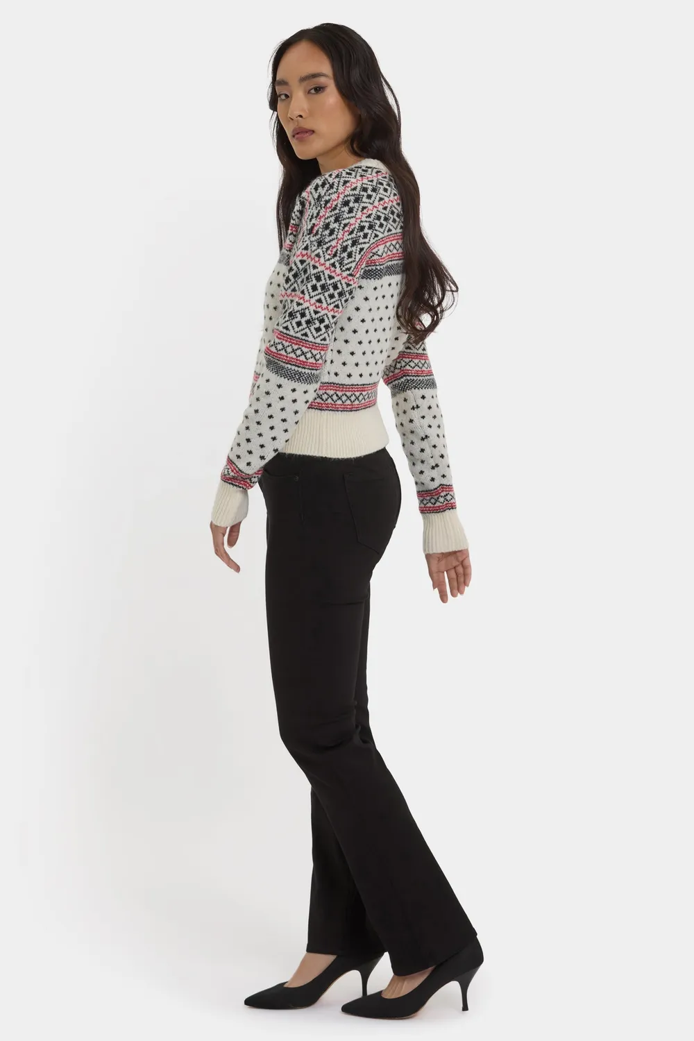 NYDJ Fairisle Pullover Ivory Black