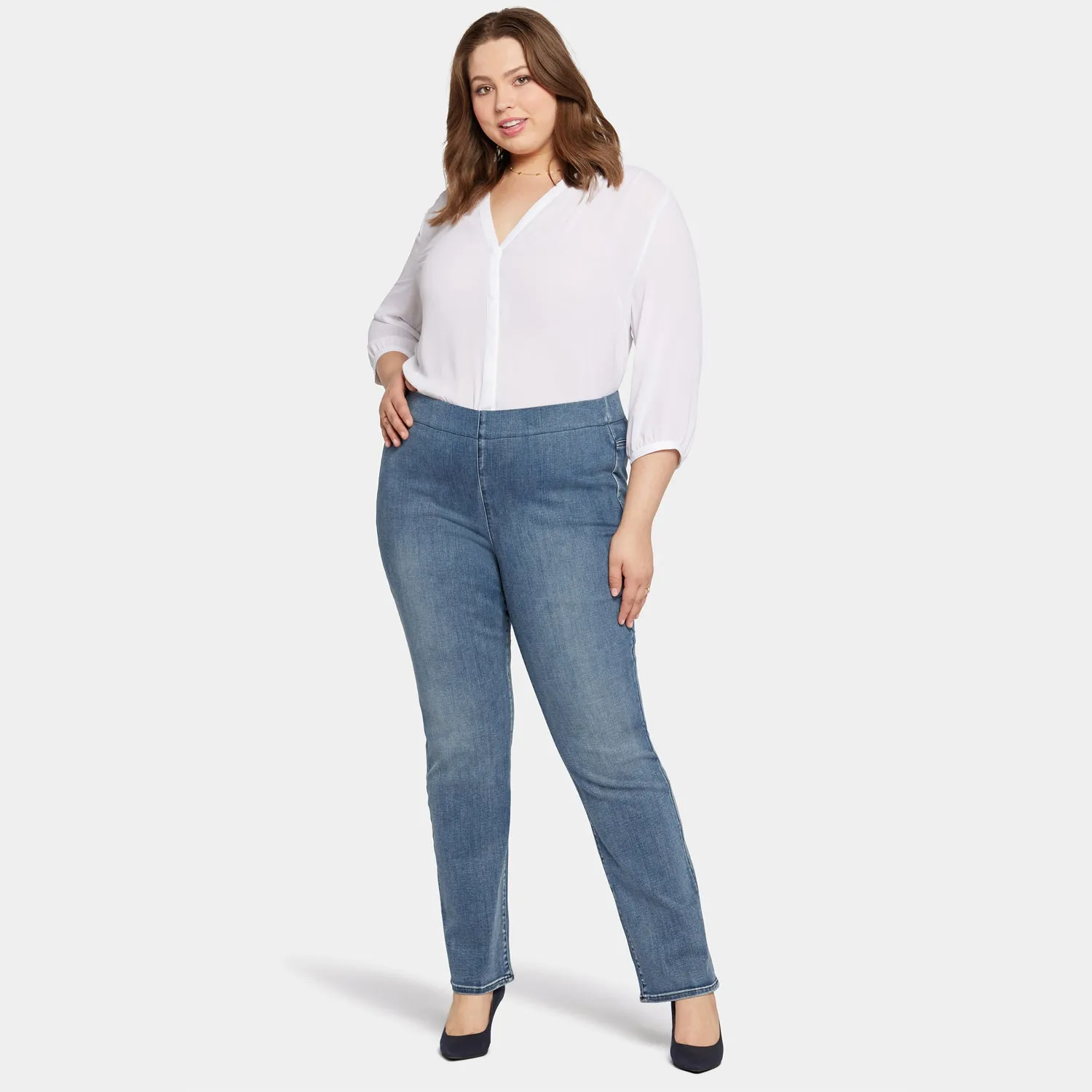 NYDJ Pull-on Straight Jeans Pristine Plus Size mit Stretchbund