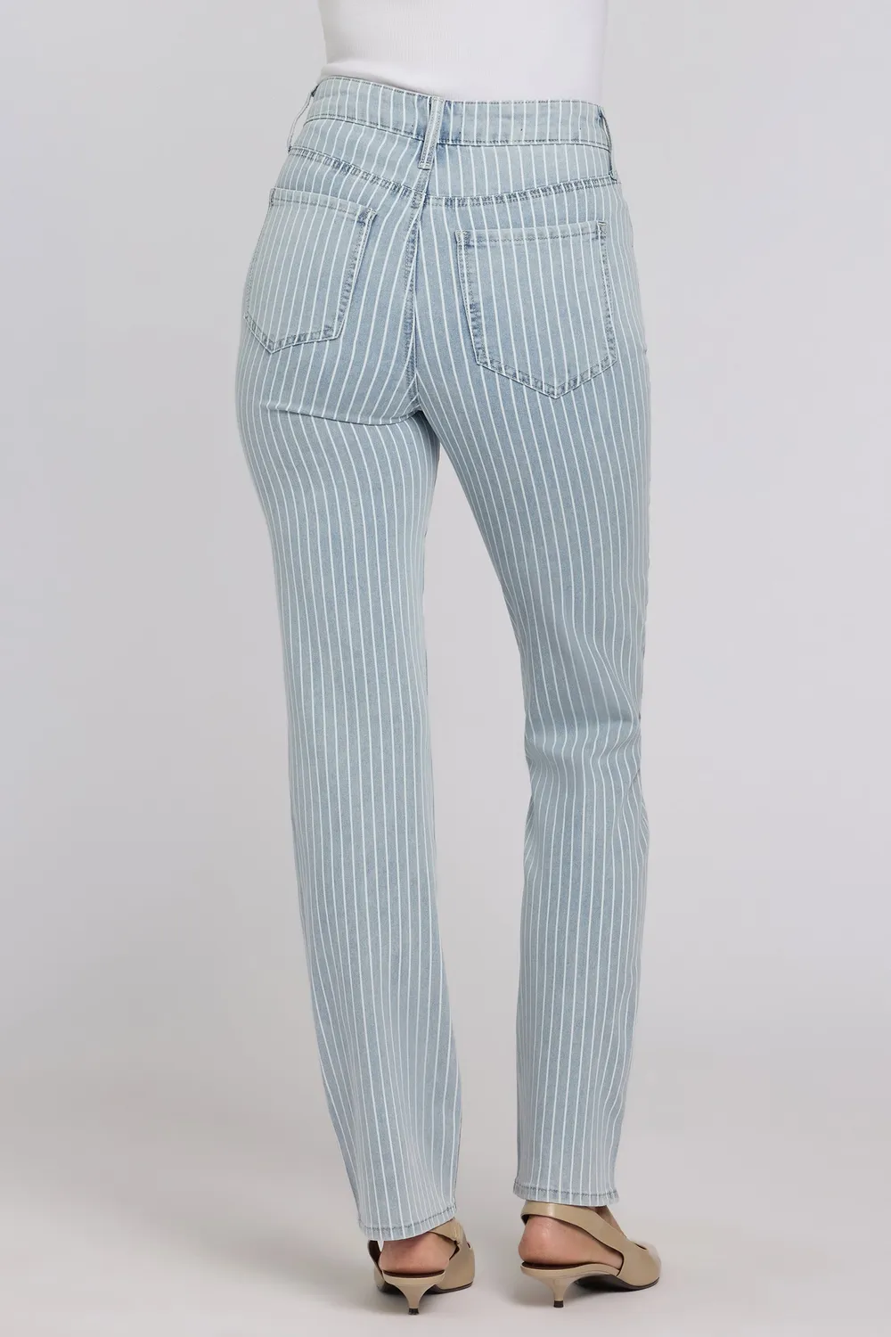 NYDJ Marilyn Straight Jeans Azure Stripe Petite High Rise