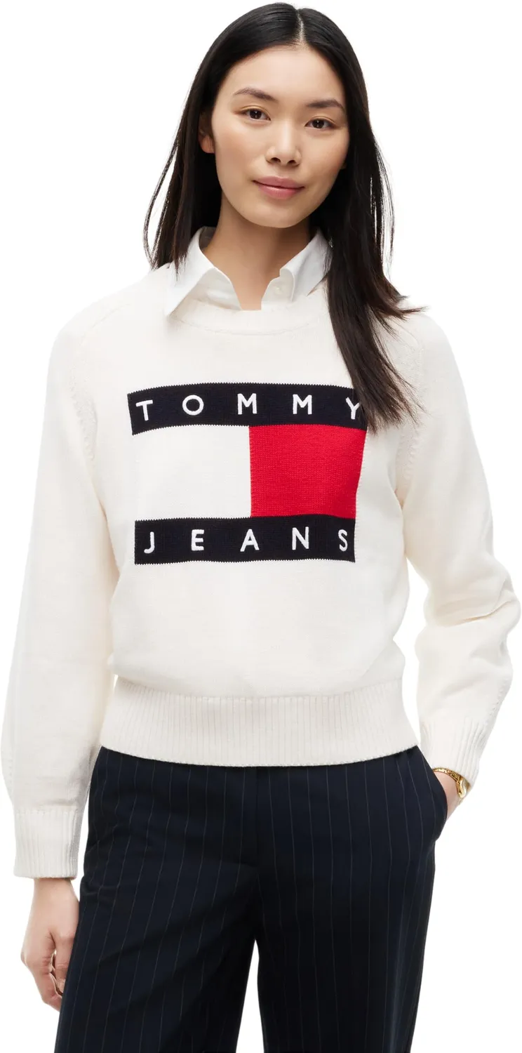 Tommy Jeans Flag DW0DW23450 Pullover Gelb Baumwollmix