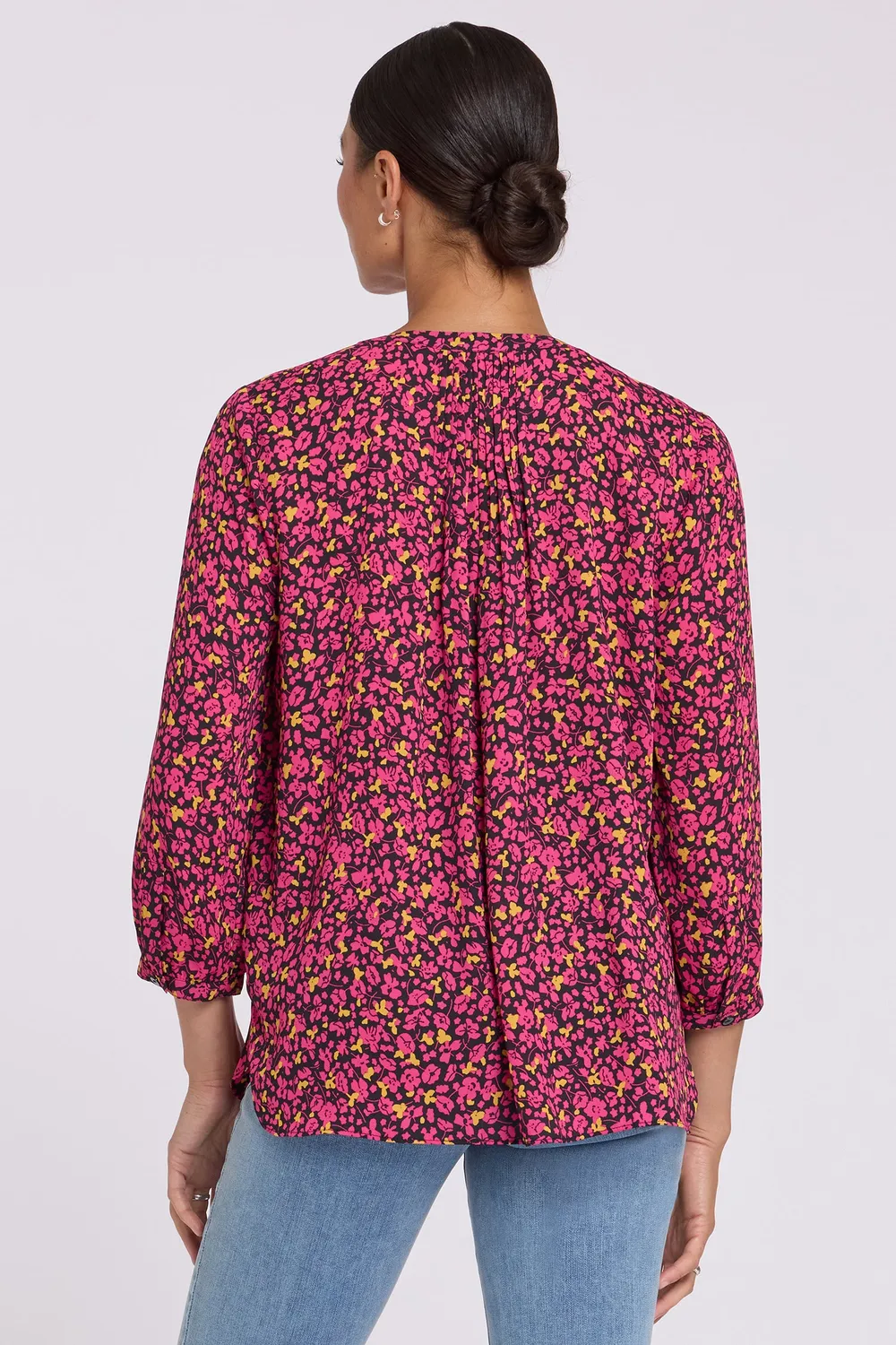 NYDJ Pintuck Bluse Evangeline 3/4-Arm gemustert