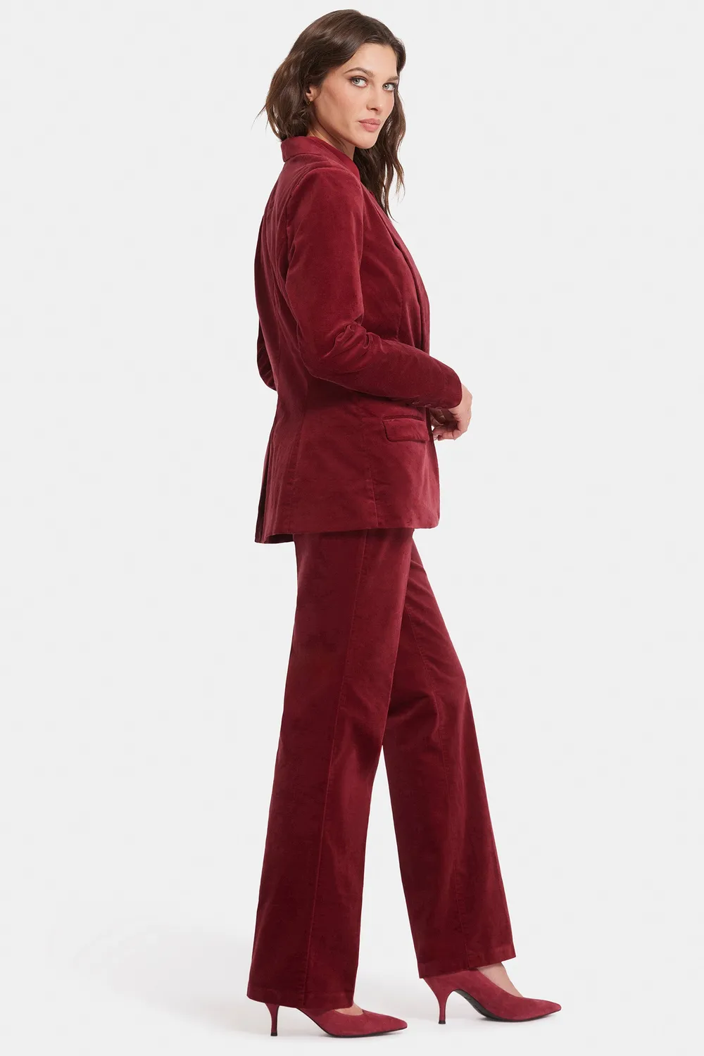 NYDJ Tuxedo Blazer Samtblazer Wild Currant Rot