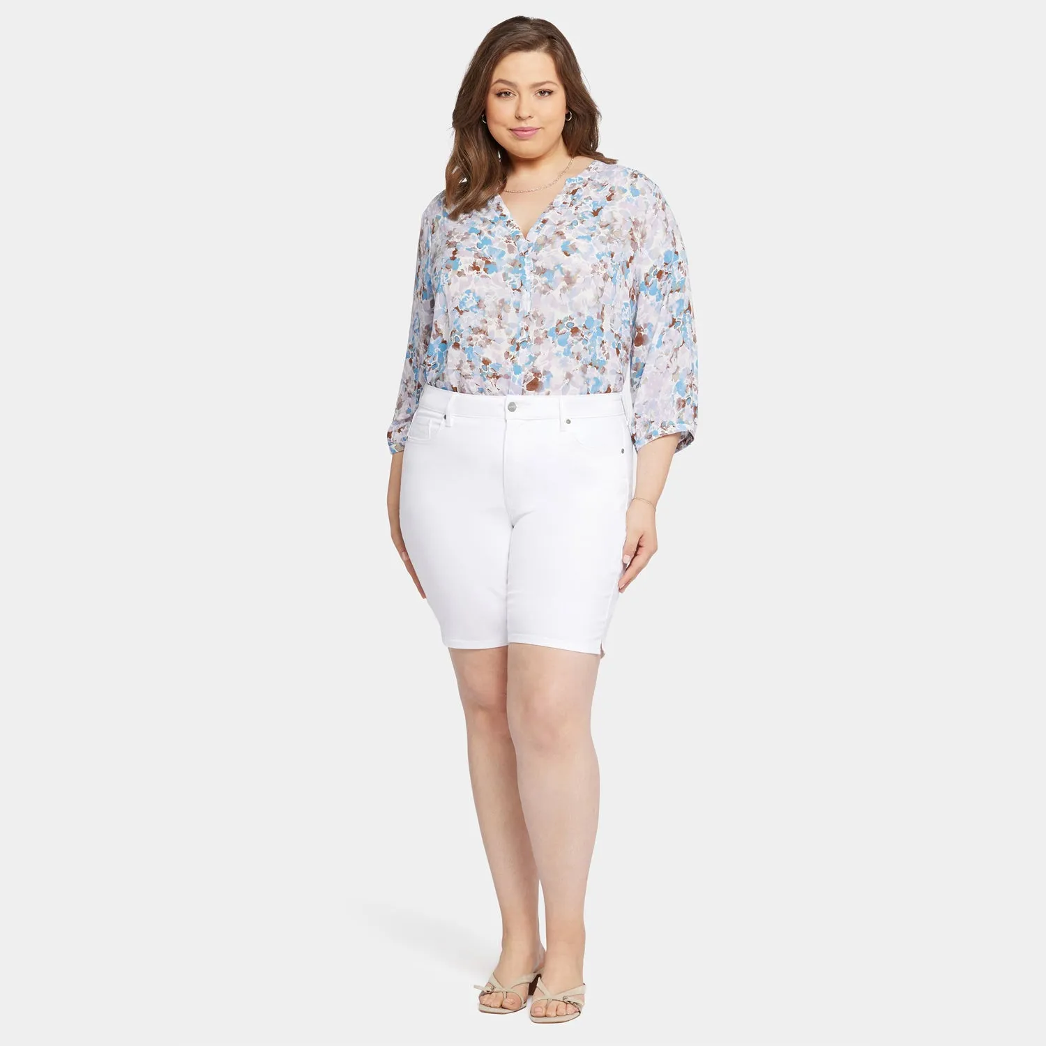 NYDJ Ella Jeansshorts Plus Size Optic White Weiß