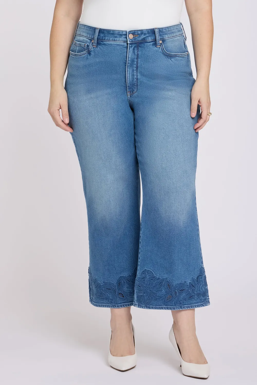 NYDJ Teresa Wide Leg Ankle Jeans Port Sea Plus Weit