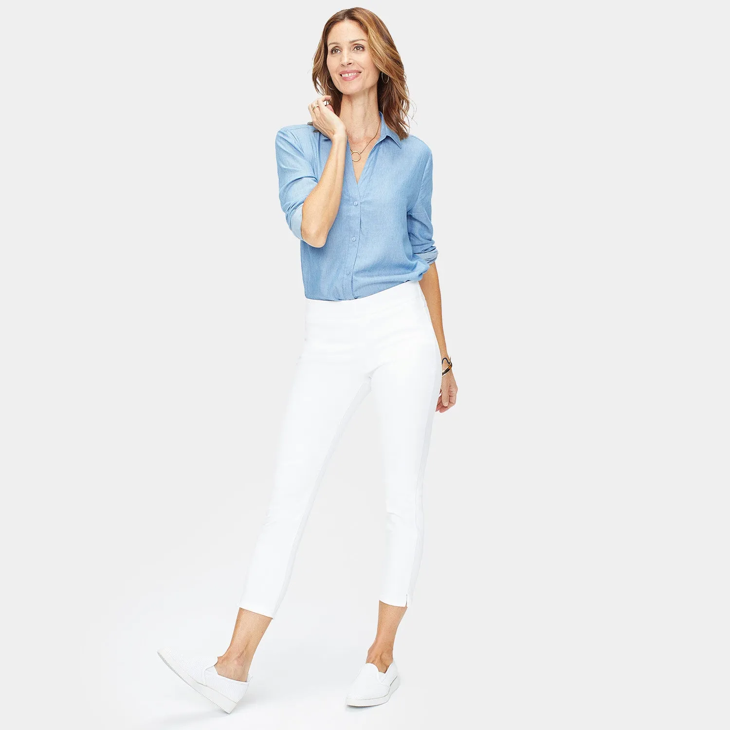NYDJ Skinny Ankle Pull-On Jeans Petite Optic White