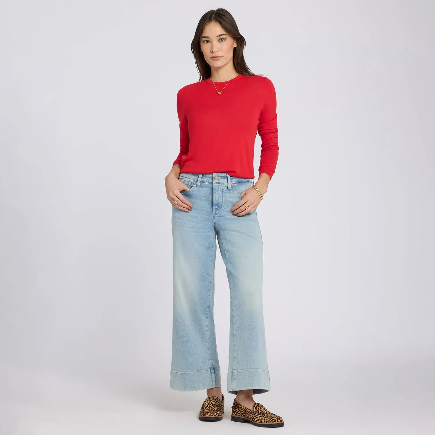 NYDJ Teresa Wide Leg Ankle Jeans Keys View hellblau