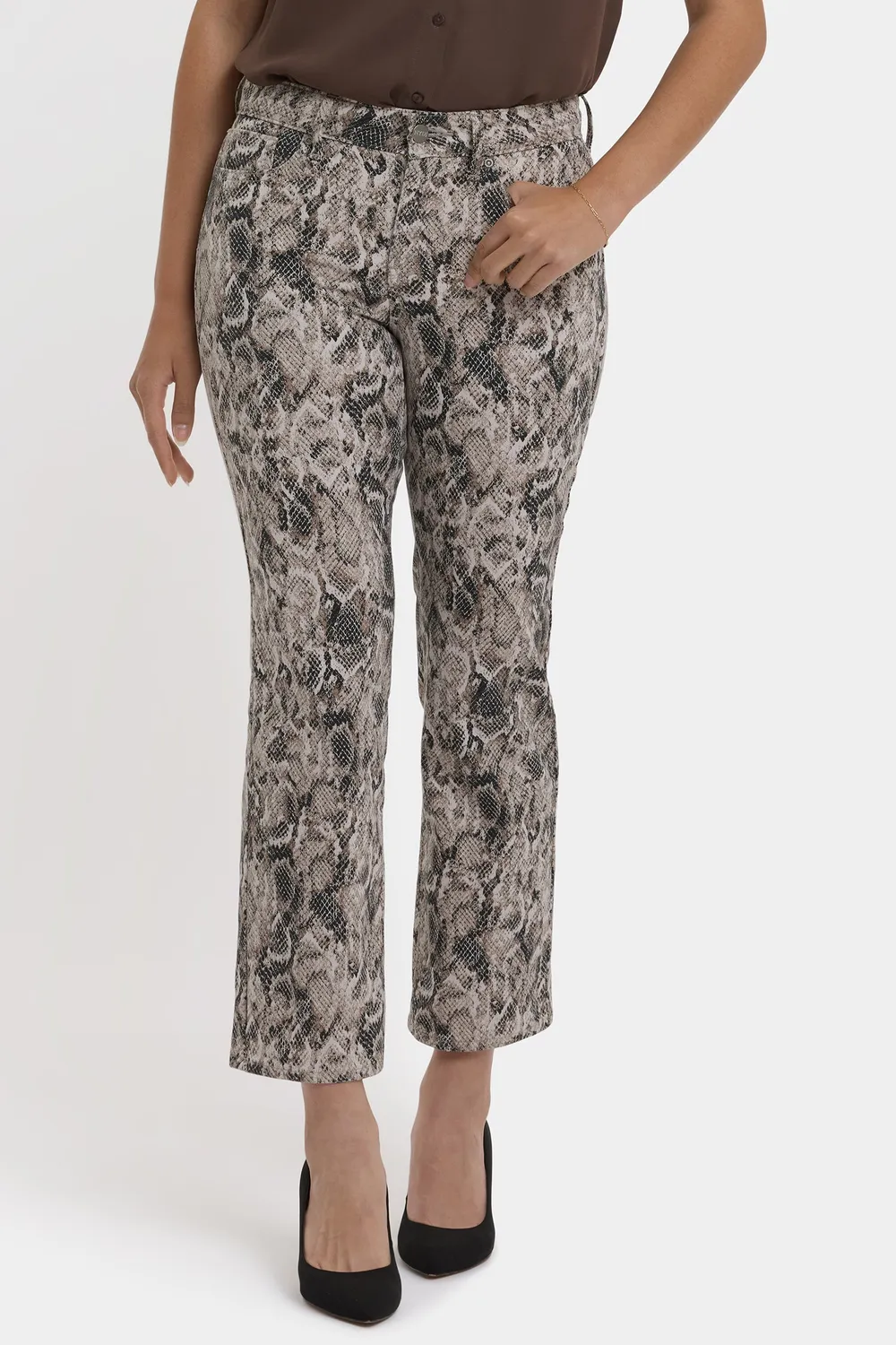 NYDJ Marilyn Straight Ankle Jeans Desert Python gemustert