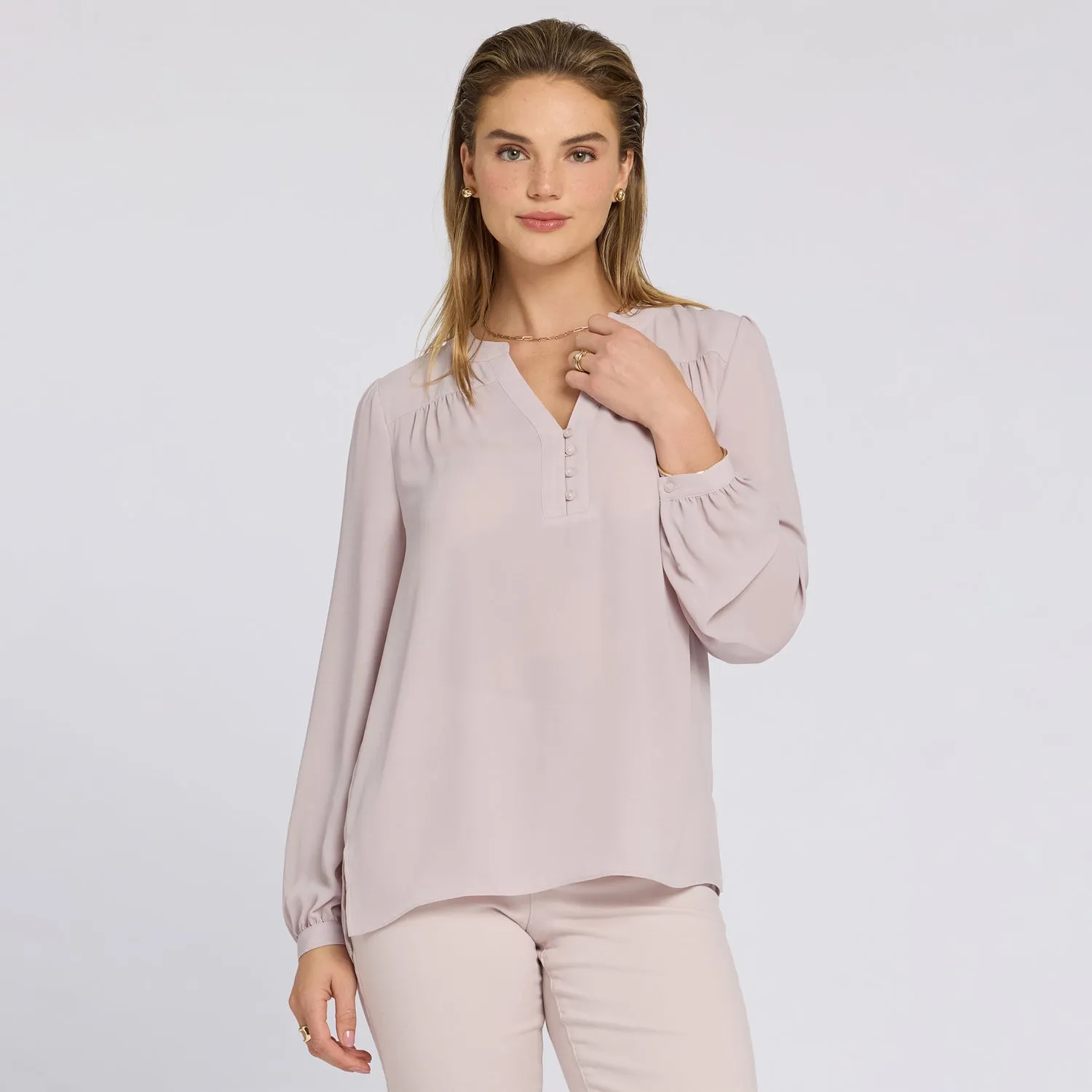 NYDJ Trinity Bluse Rock Flower Langarm rosa