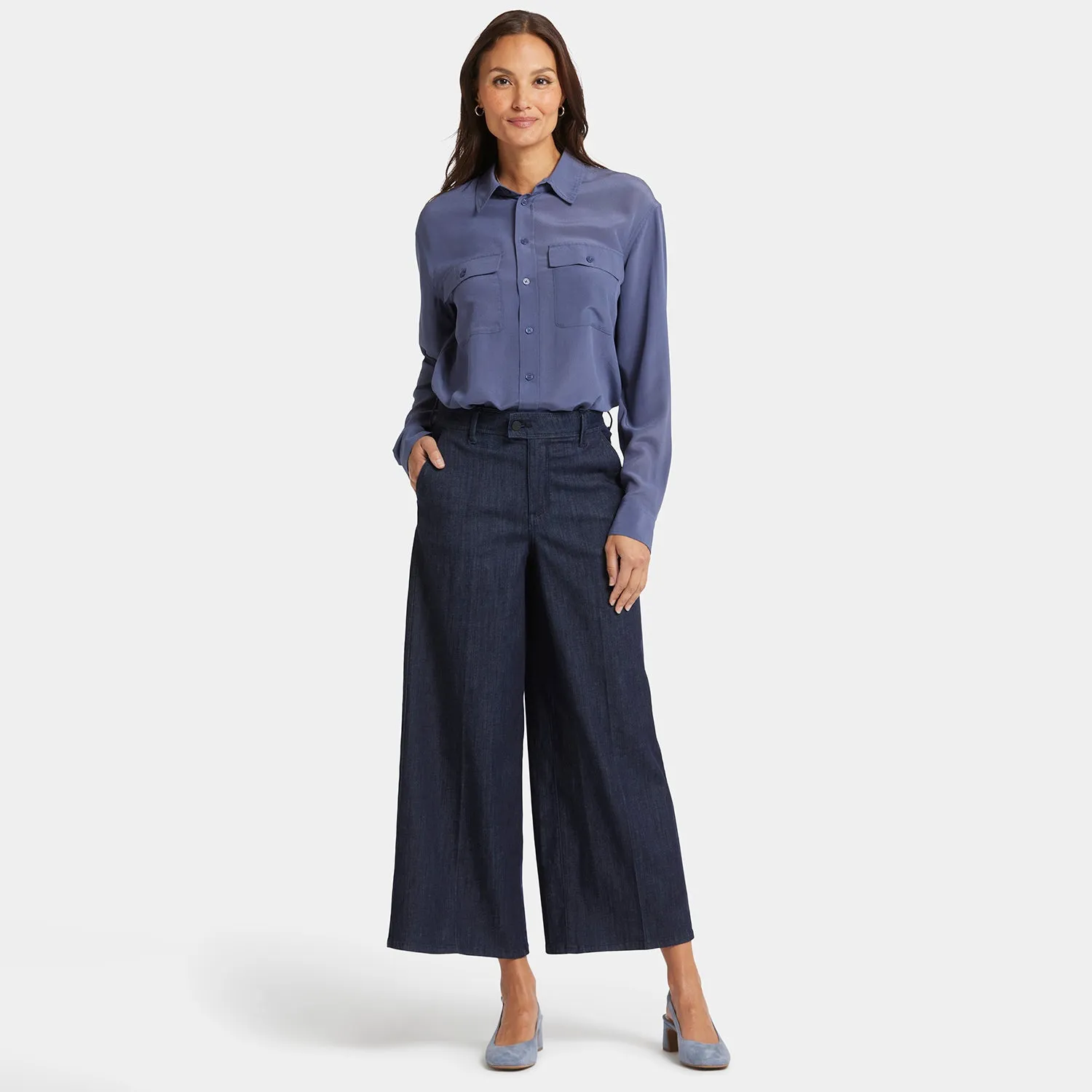 NYDJ Mona Wide Leg Trouser Ankle Jeans Lightweight Rinse