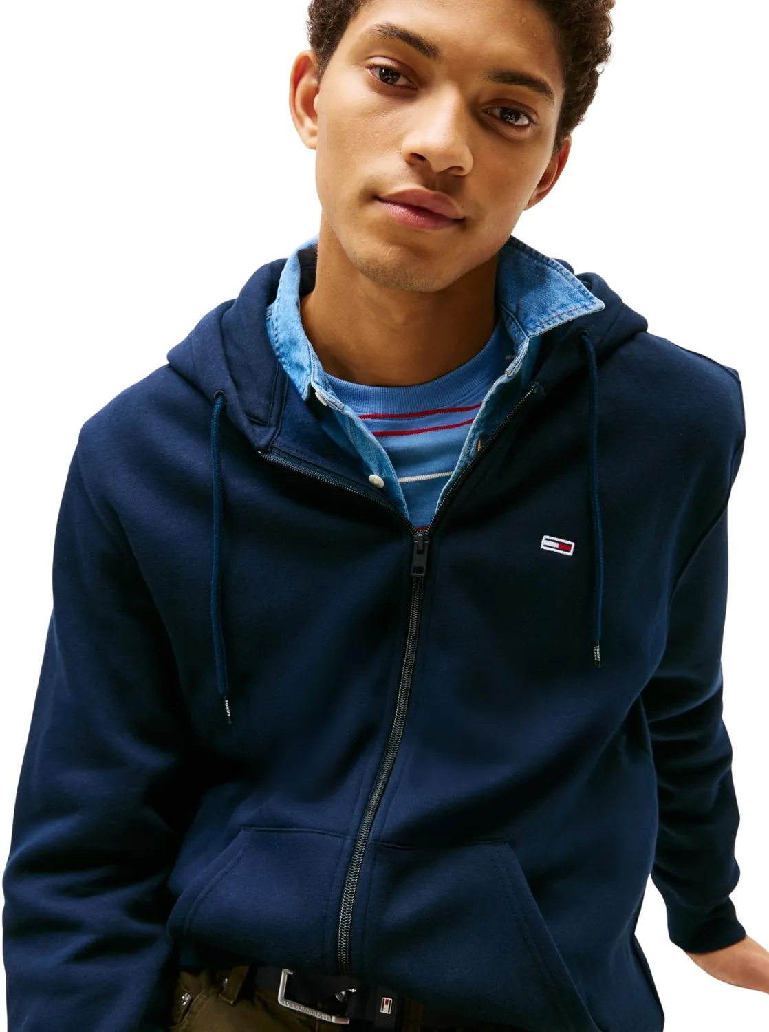 Tommy Jeans Flag Zip Thru Hoodie Herren Kapuze Schwarz