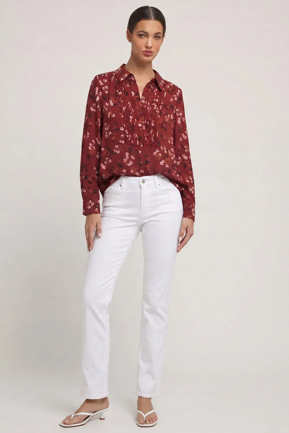 NYDJ Tuxedo Blouse Bluse Bienvenue Langarm Plissee