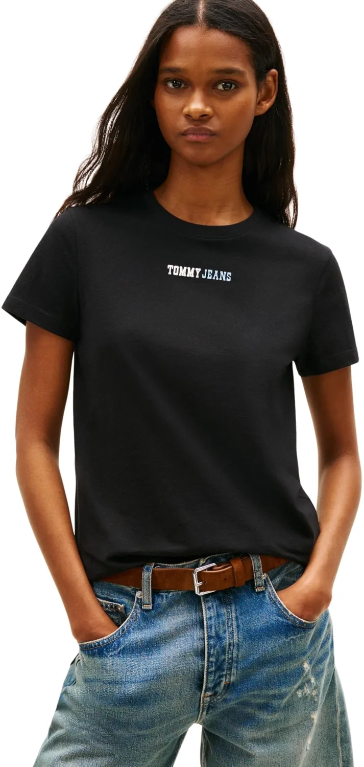Tommy Jeans S/S T-Shirt Damen T-Shirt Schwarz Kurzarm