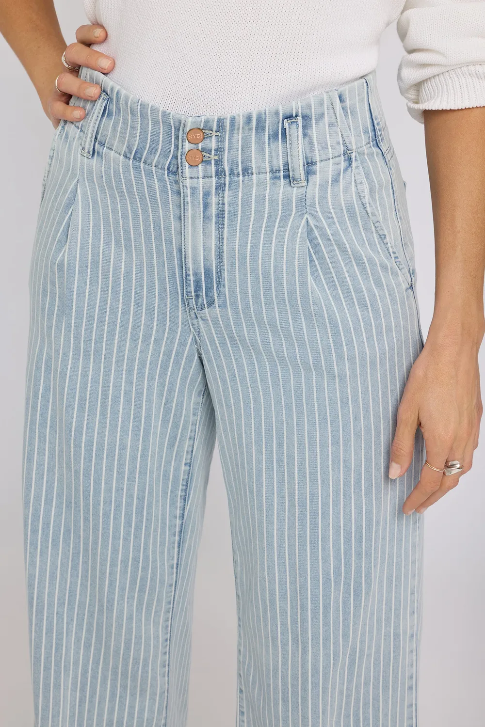 NYDJ Simone Wide Leg Jeans Azure Stripe High Rise
