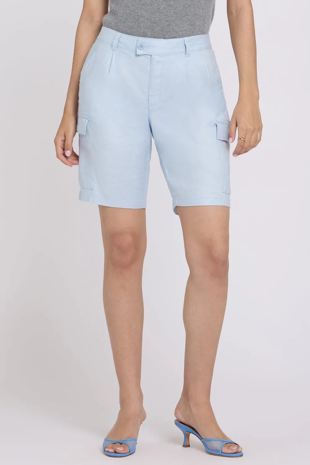 NYDJ Cargo Bermuda Shorts Blue Clover aus Leinen