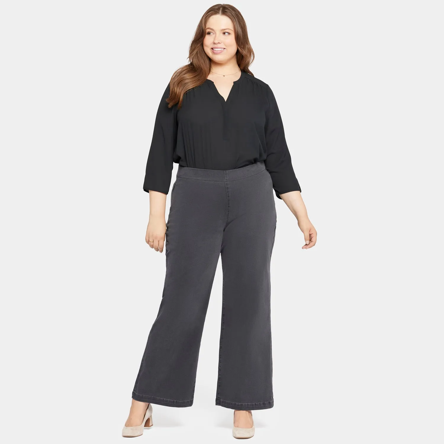 NYDJ Teresa Sierra Jeans Plus Size Wide Leg Grau