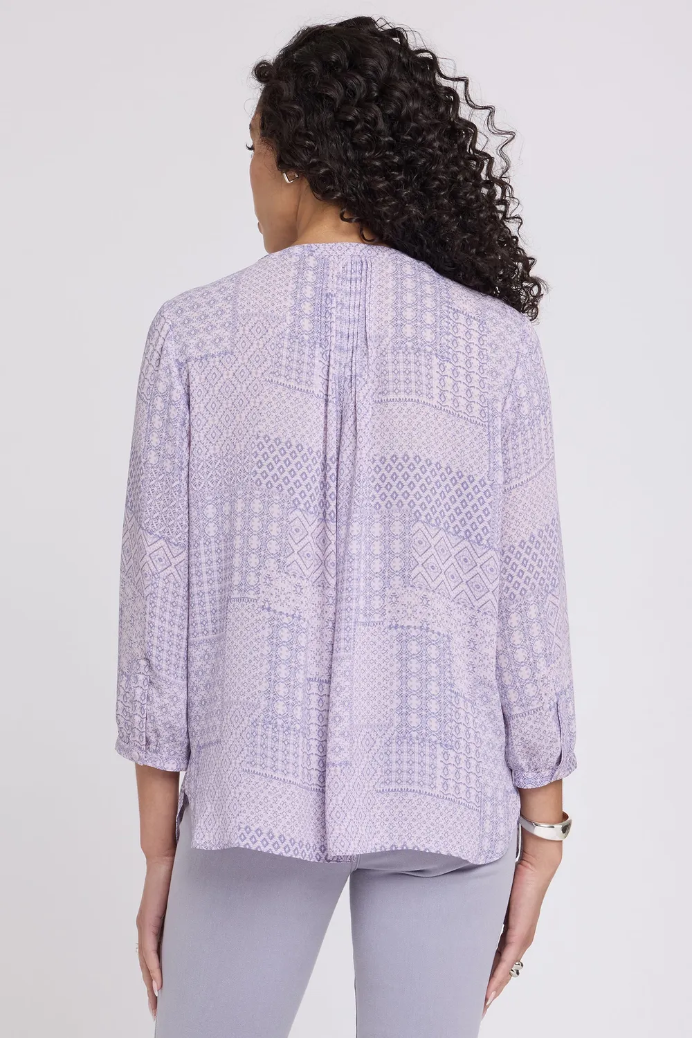 NYDJ Pintuck Blouse Pandora Patchwork 3/4 Arm Bluse