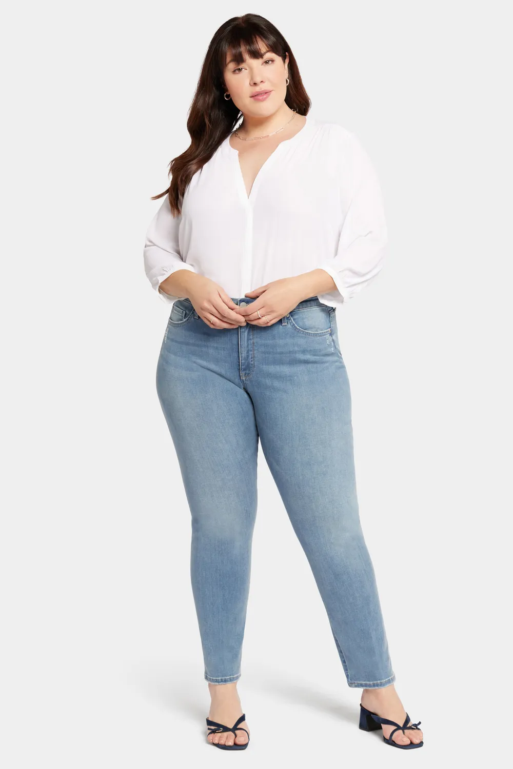 NYDJ Le Silhouette Sheri Slim Jeans Plus Angel Hellblau