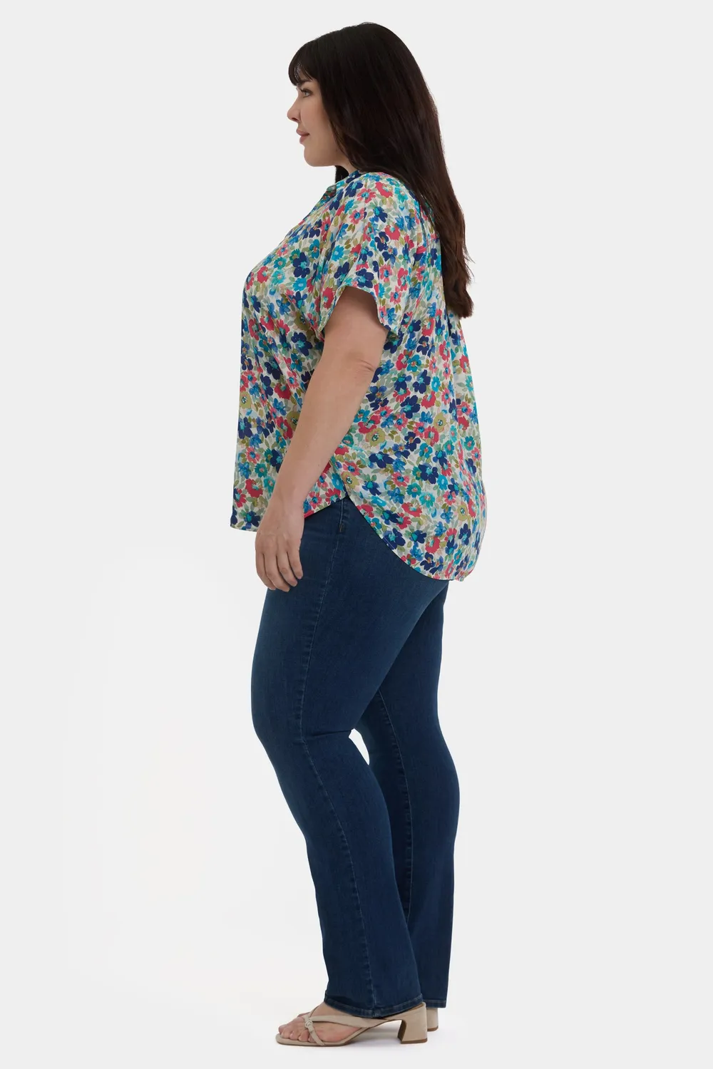 NYDJ Becky Kurzarm Bluse Cala Gracio Plus Size Georgette