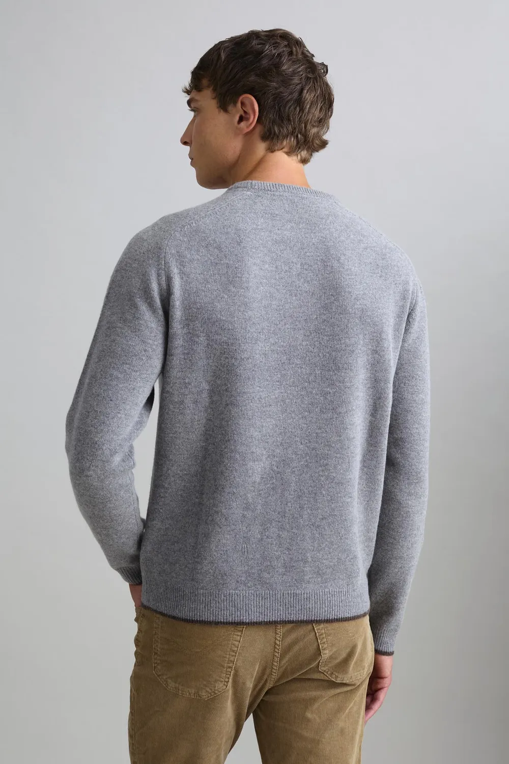 Jeckerson Girocollo Raglan Pullover Herren silbergrau Wolle