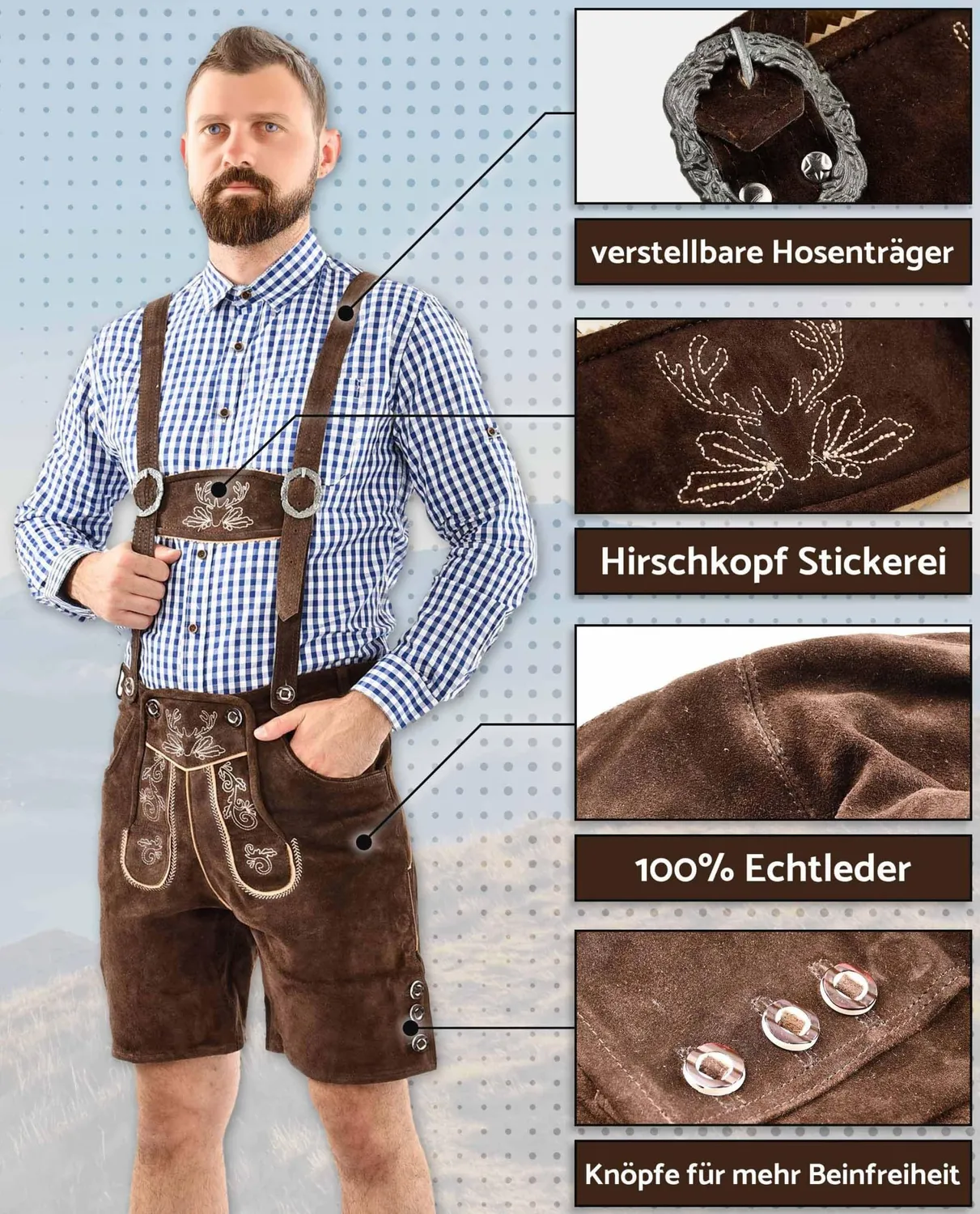 Alessandro Salvarini AS-180 Lederhose kurz Gr. 50 Echtleder