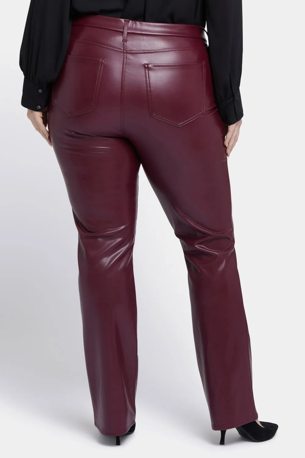 NYDJ Faux Leather Marilyn Straight Pants Hose Tavern