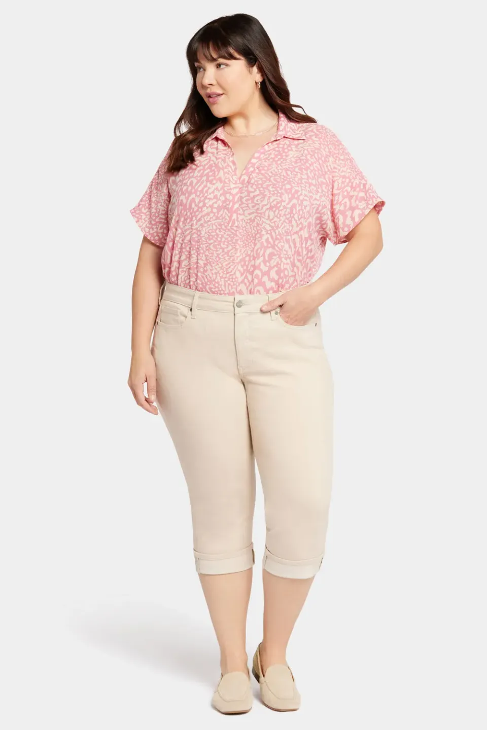 NYDJ Marilyn Straight Crop Jeans Plus Feather Beige