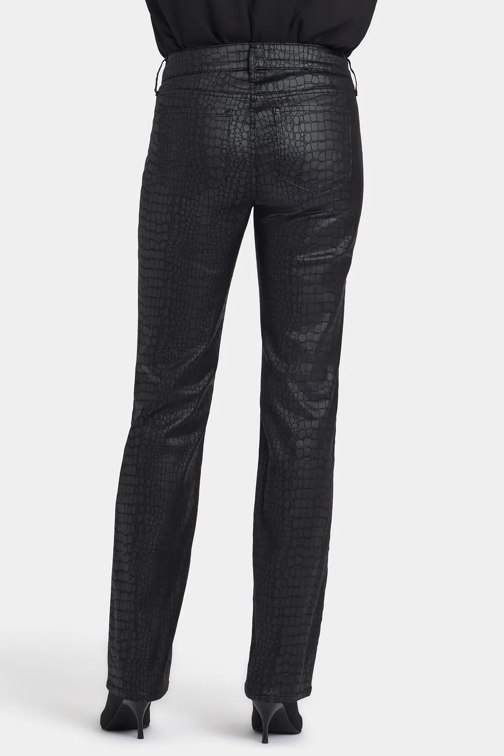 NYDJ Marilyn Straight Jeans Black Coated Python