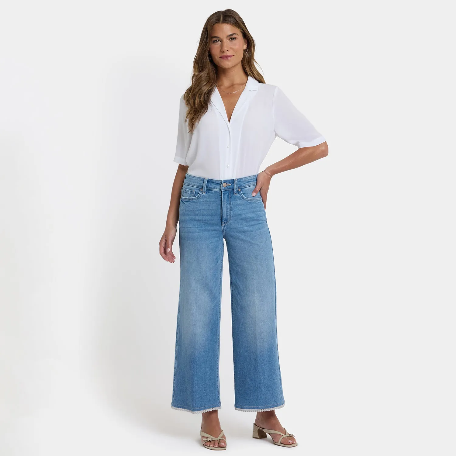 NYDJ Brodi Wide Leg Ankle Jeans Vista Lakes blau