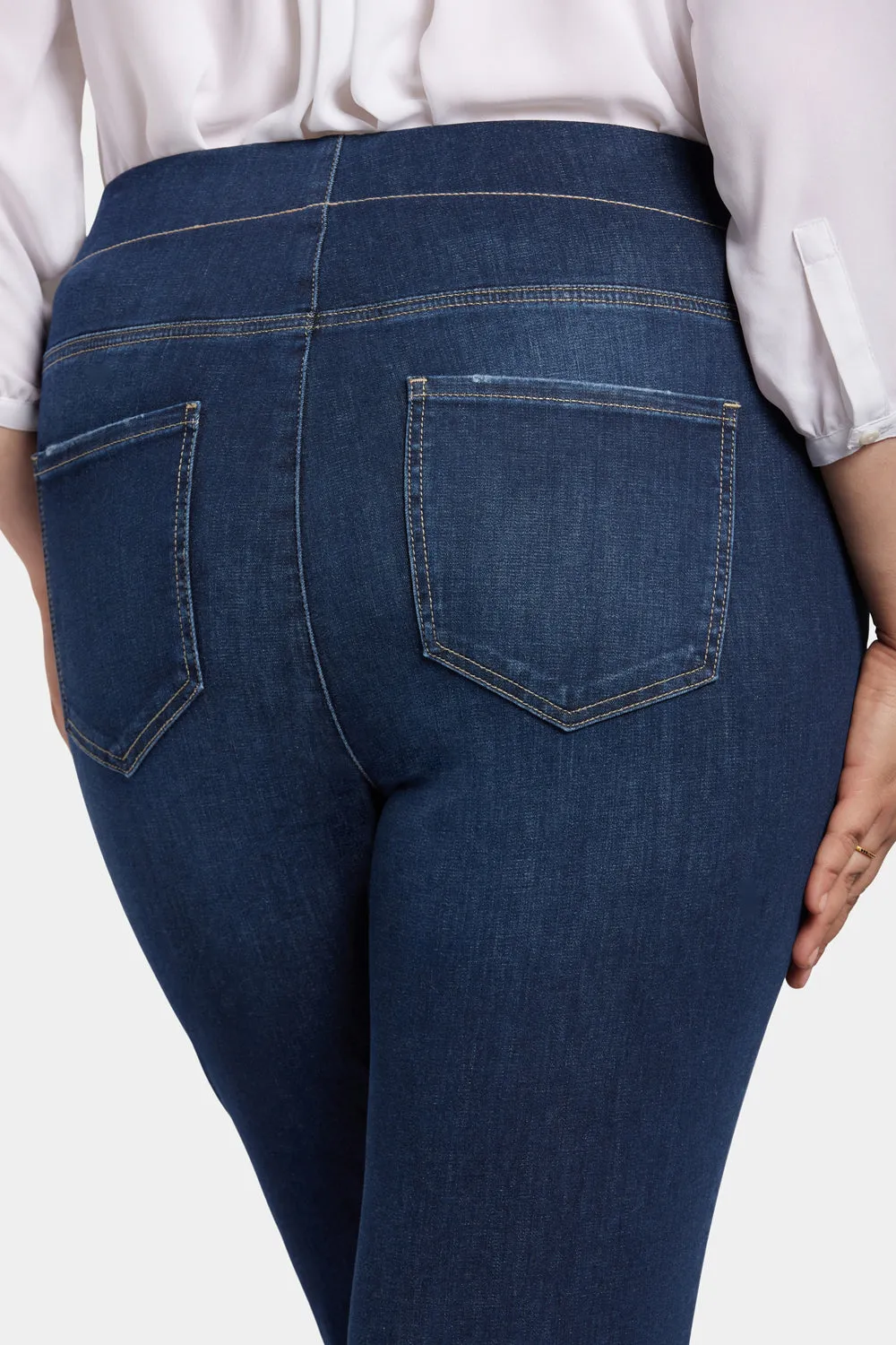 NYDJ Pull-On Straight Jeans Plus Wonderland blau