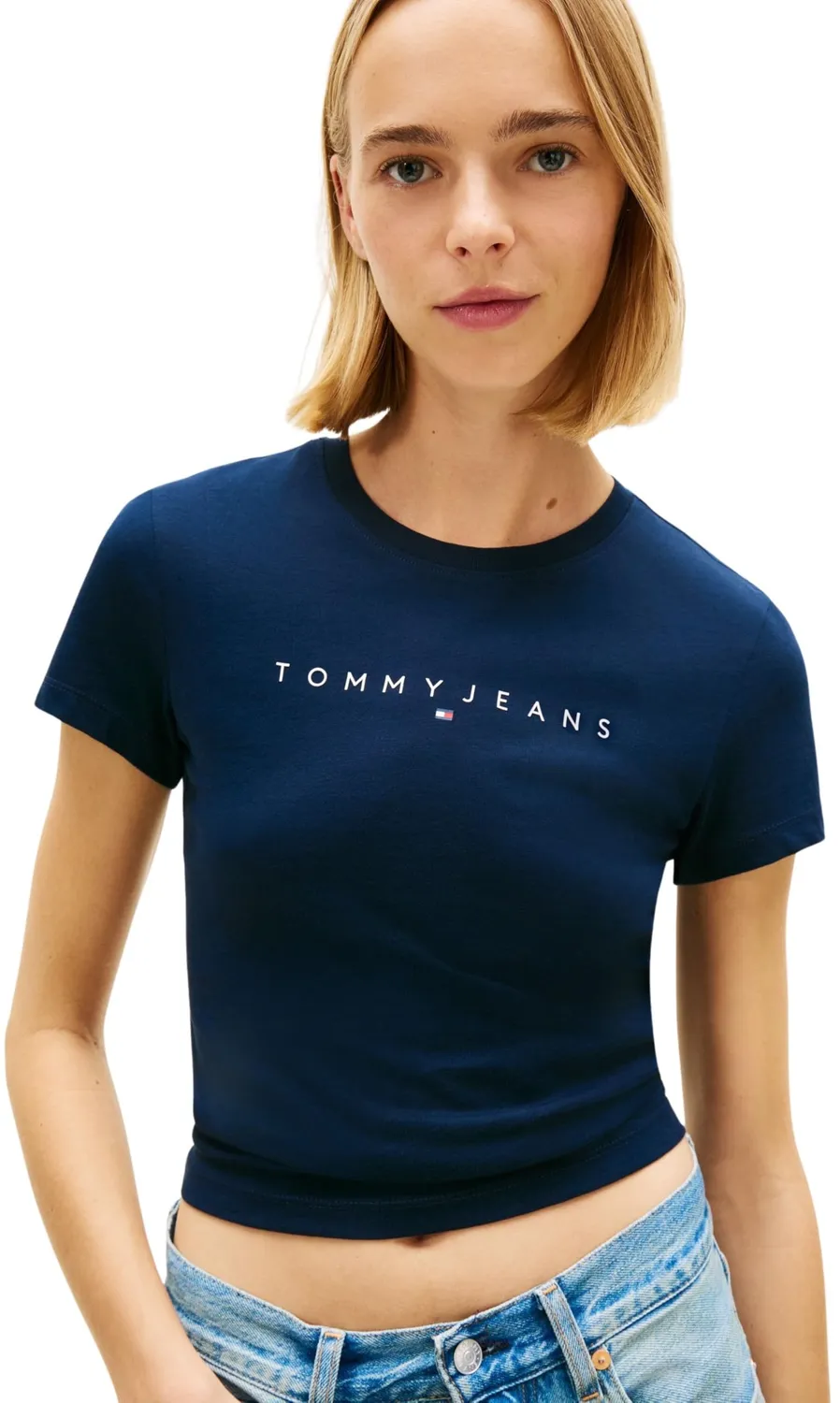 Tommy Jeans Damen T-Shirt Linear Slim Fit Kurzarm