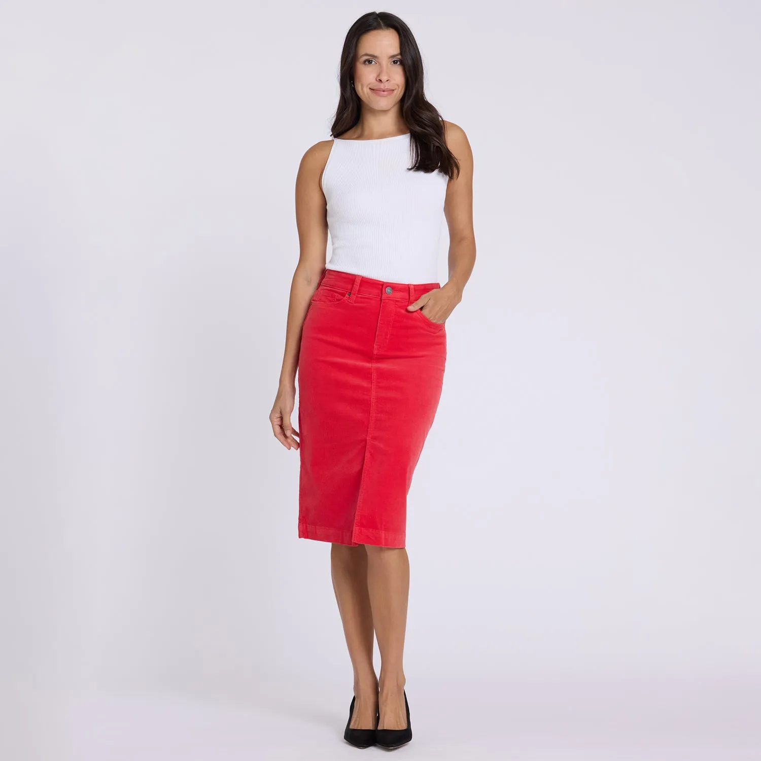 NYDJ 5 Pocket Midirock Camellia Cord