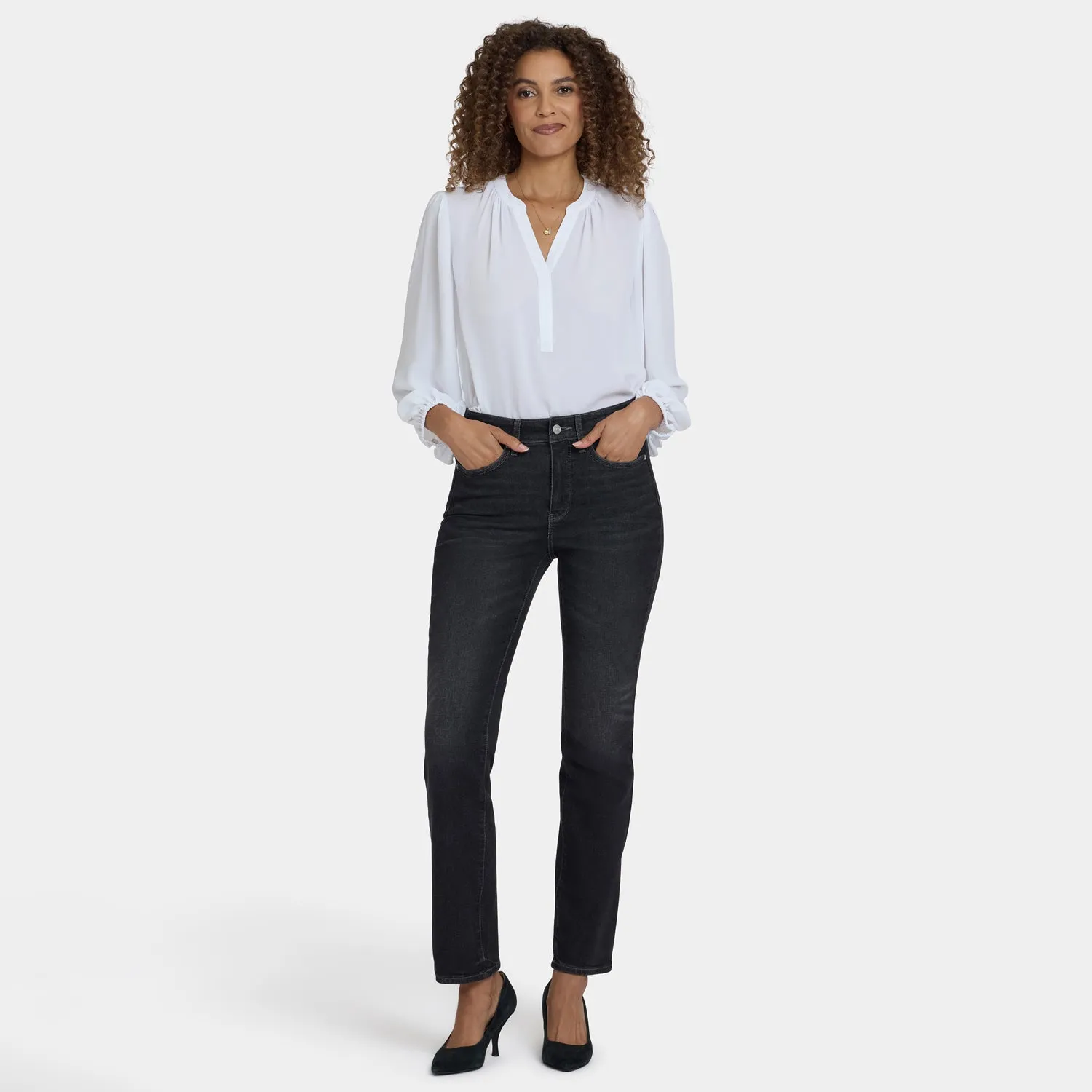 NYDJ Marilyn Straight Jeans Paris Lights Grau