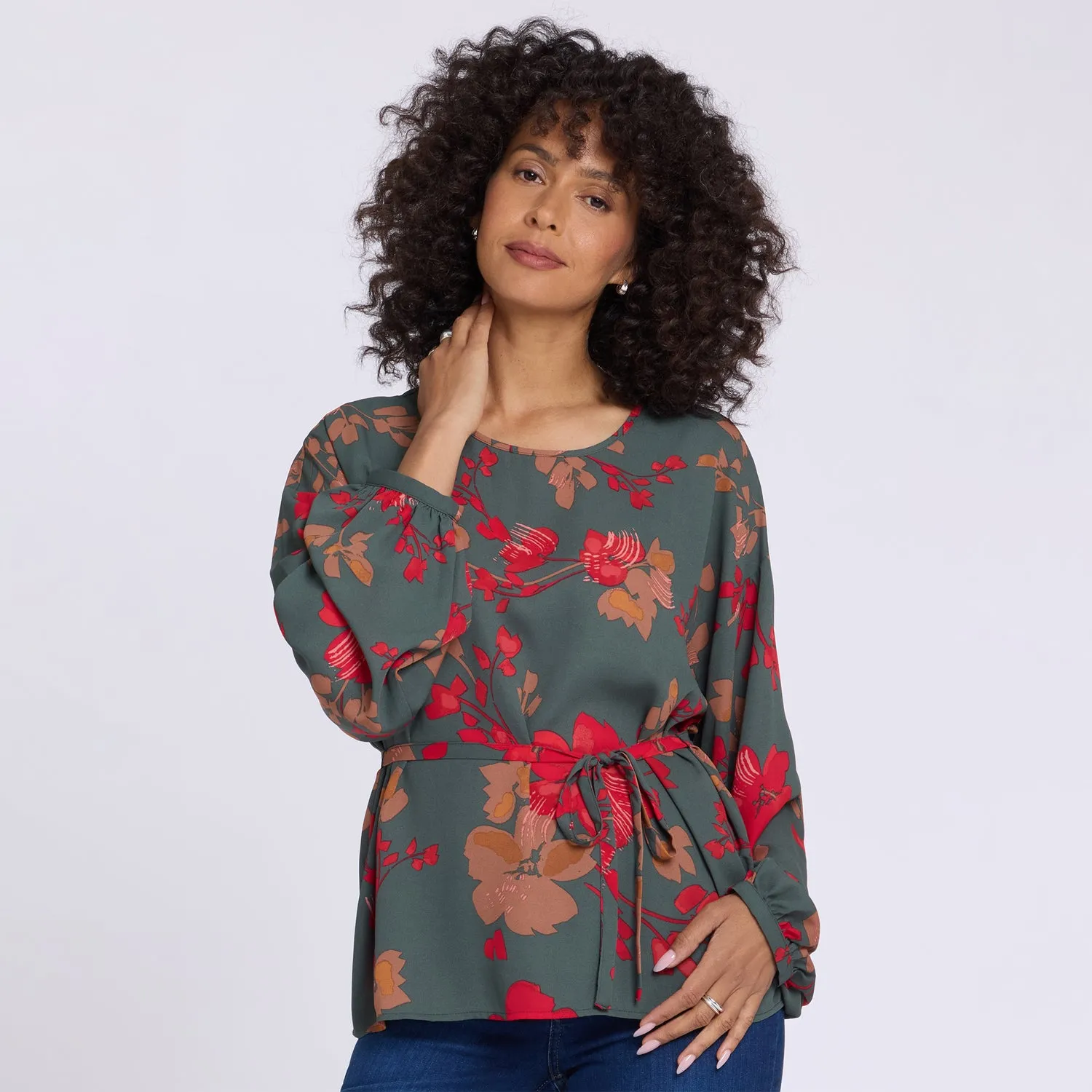 NYDJ Chelsea Floral Blooms Passion Bluse gemustert