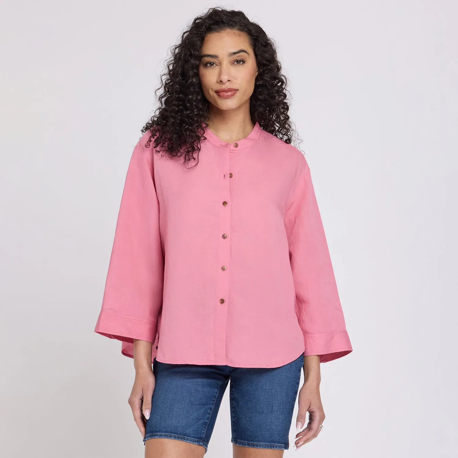 NYDJ Maggie Oversize Blouse Bluse Desert Rose Leinen