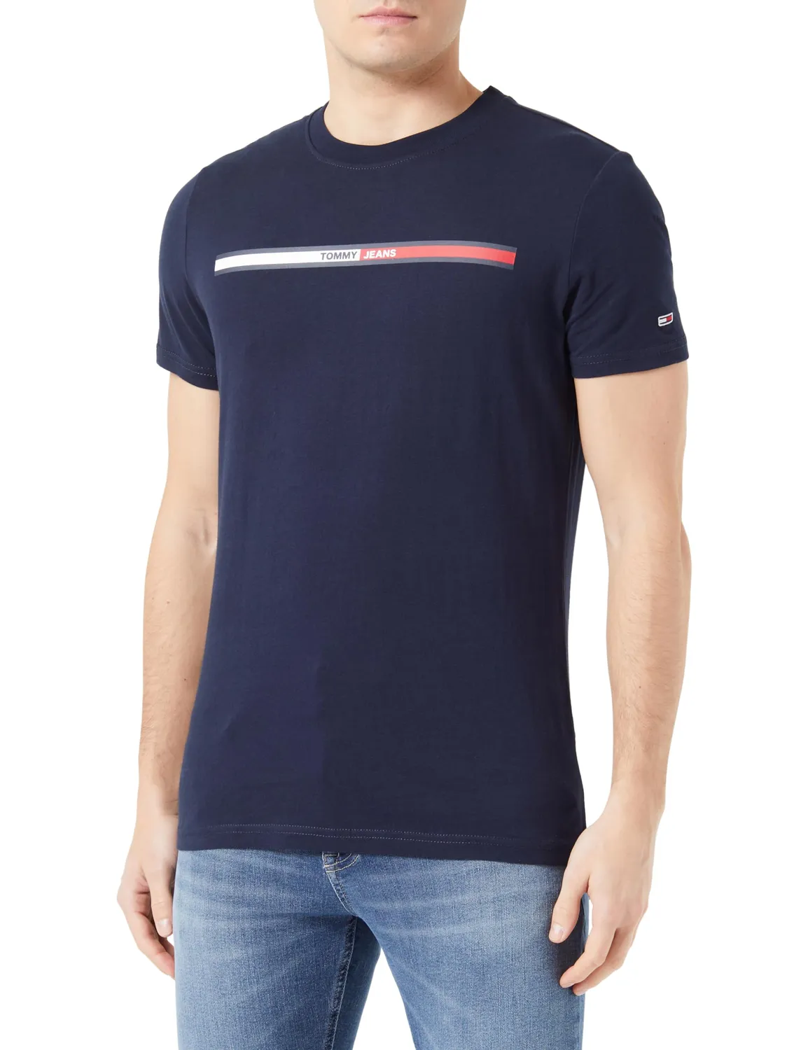 Tommy Jeans Slim T-Shirt Herren Schwarz Rundhals