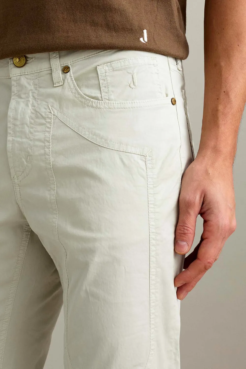 Jeckerson John Hose Herren hellgrau Slim Fit Gabardine