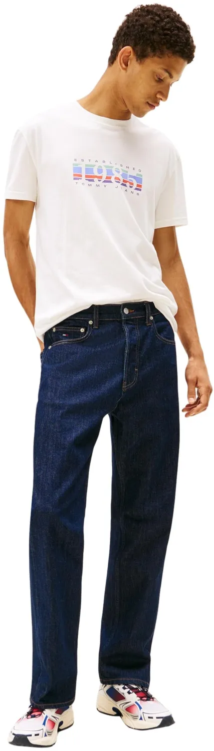 Tommy Jeans S/S T-Shirt Herren Kurzarm Baumwolle weiß