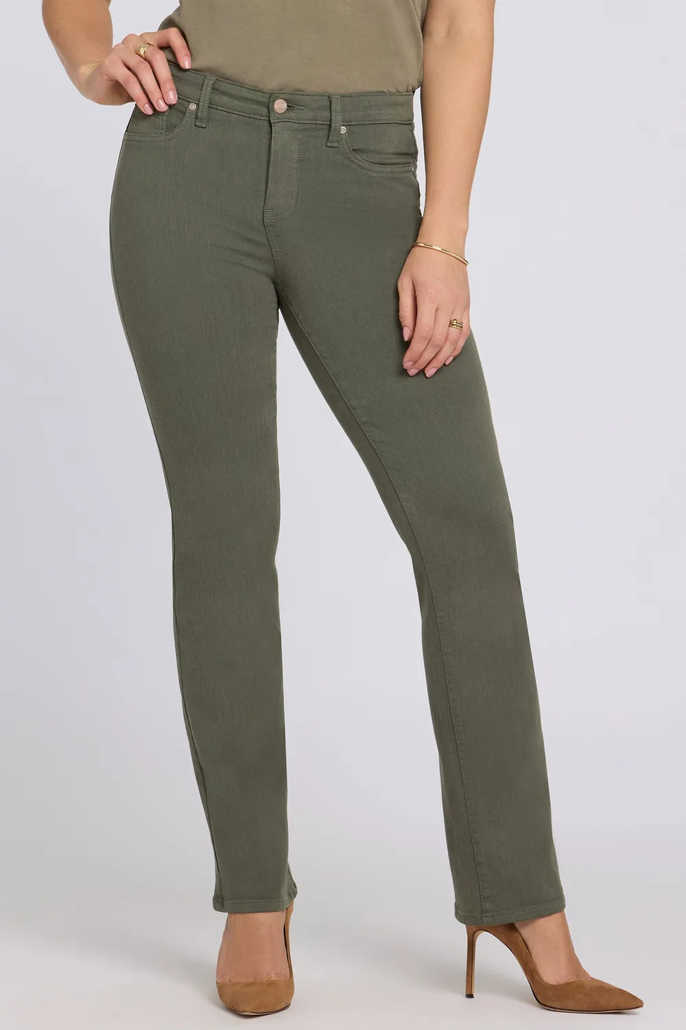 NYDJ Marilyn Straight Jeans Desert Green No Gapper
