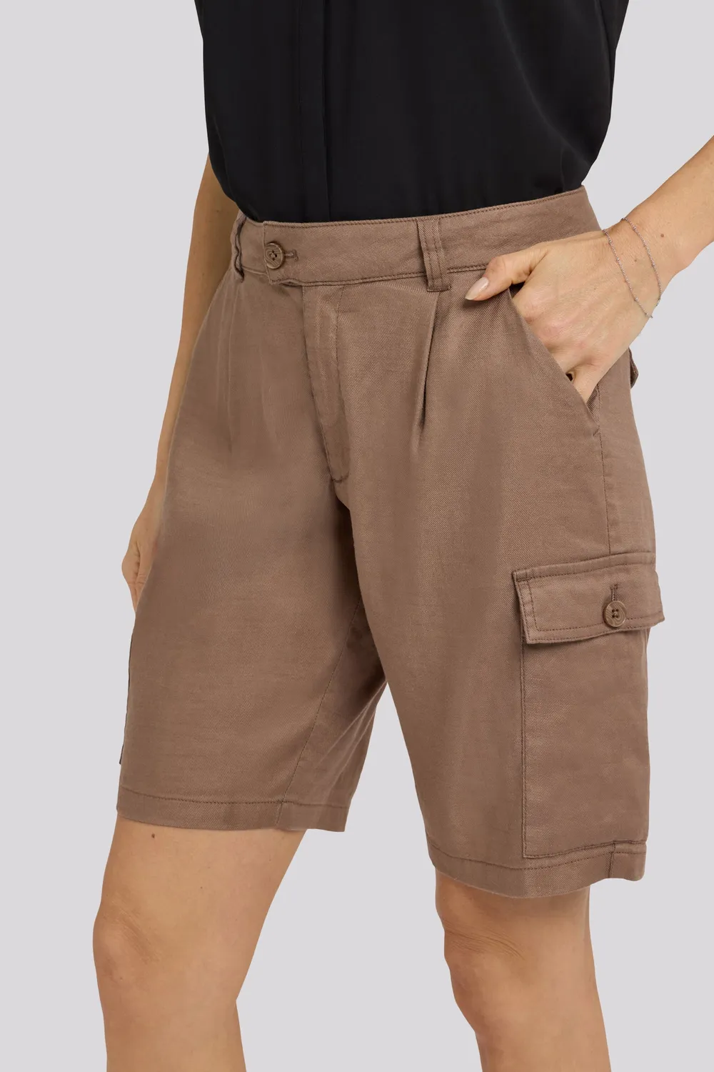 NYDJ Cargo Bermuda Shorts Toasted Coconut Leinen