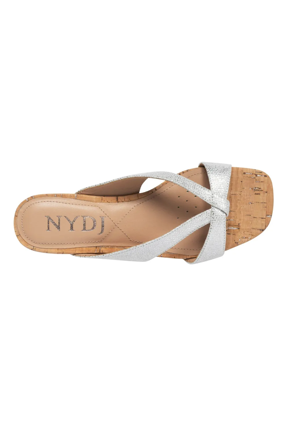 NYDJ Contessa Wedge Sandalen Silber Metallic Leder